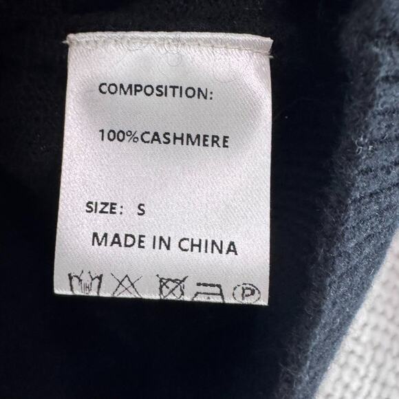 COMO BOCA Sweater Womens S Black Flower Cashmere Rib Crew Neck Long Sleeve - Picture 9 of 10